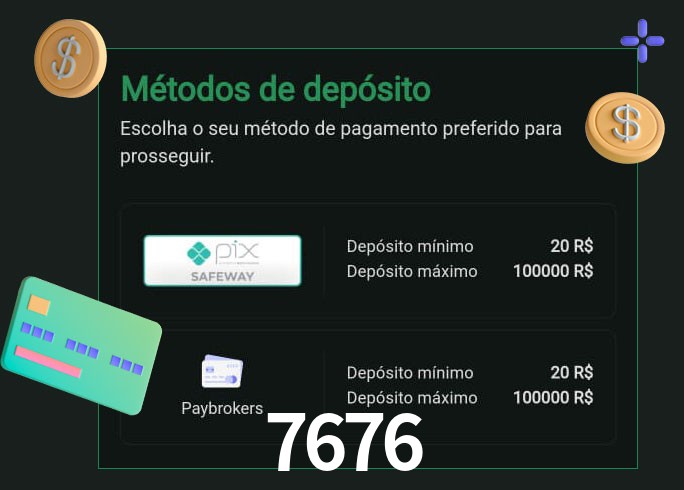 O cassino 7676 oferece uma grande variedade de métodos de pagamento